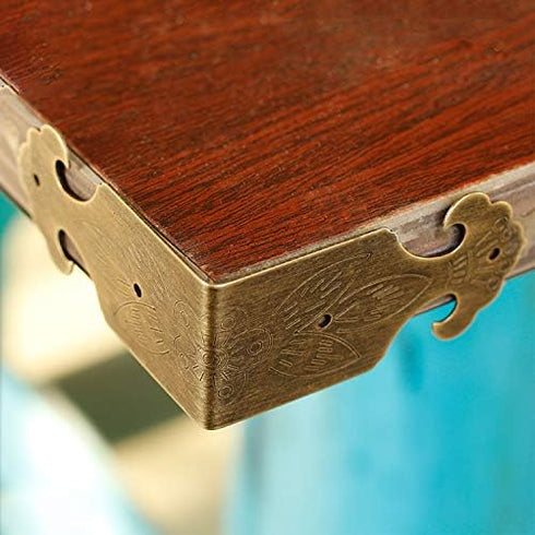 8Pcs Right Angle Brass Box Corner Protector - Corner Braces Hardware for Desk Edge Guards, Wood Jewelry Box
