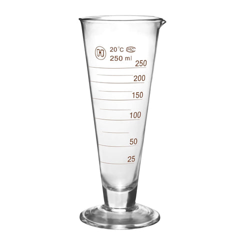 Professional Graduated Measuring Cup - 250ml Wide Mouth Glass Conical Beaker, Heat Resistant