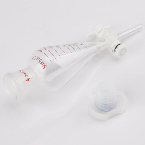 stonylab Graduated Separatory Funnel, 60 ml Heavy Wall Pear-Shaped Borosilicate Glass with PTFE Stopcock