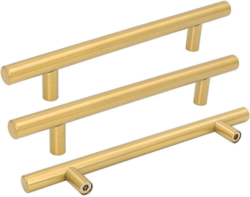 goldenwarm 2Pcs Brushed Brass Cabinet Pull Knob: 6-1/4in Hole Center, 8-4/5in Overall Length for Kitchen Furniture