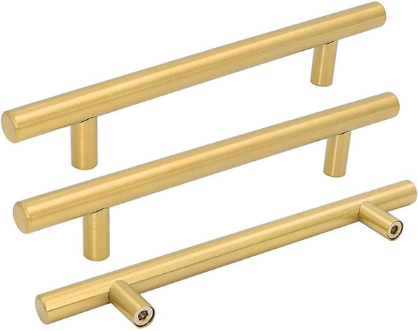 goldenwarm 2Pcs Brushed Brass Cabinet Pull Knob: 6-1/4in Hole Center, 8-4/5in Overall Length for Kitchen Furniture