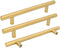 goldenwarm 2Pcs Brushed Brass Cabinet Pull Knob: 6-1/4in Hole Center, 8-4/5in Overall Length for Kitchen Furniture