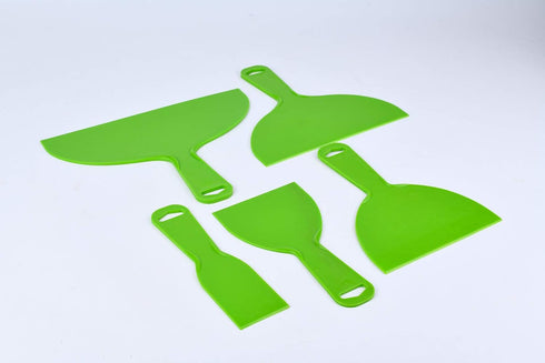 5 Pcs Putty Knife, Large Flexible Plastic Paint Scraper Tool Pack for Spackling, Wallpaper, Spatula Scraper