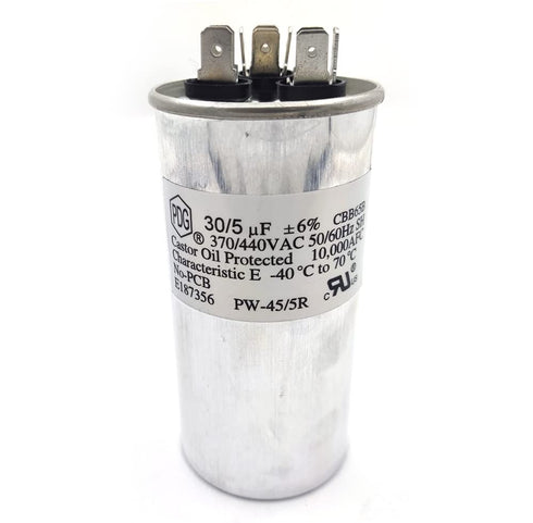 CBB65B 30+5 uf/MFD, 370-440 VAC Volts Round Dual Run Capacitor, 50/60 Hz AC Electric Condenser for Straight Cool or