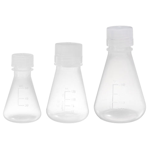 PATIKIL Erlenmeyer Flask, 3 Pcs 50ml 125ml 250ml Narrow Mouth Graduated Plastic Flasks for Lab Chemistry Study
