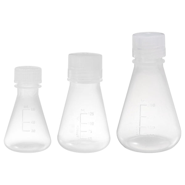 PATIKIL Erlenmeyer Flask, 3 Pcs 50ml 125ml 250ml Narrow Mouth Graduated Plastic Flasks for Lab Chemistry Study