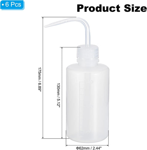 PATIKIL 250ml Wash Bottle, 6pcs Plastic Squeeze Bottle Narrow Mouth Bottle Watering Tools for Lab Cleaning Washing Irrigation Liquid Storage, Clear