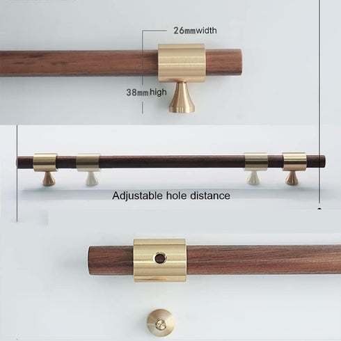 IBOWZ Kitchen Cupboard Handle Wardrobe Long Handle Adjustable Hole Distance Cabinet Handle Beech Wood Base Made