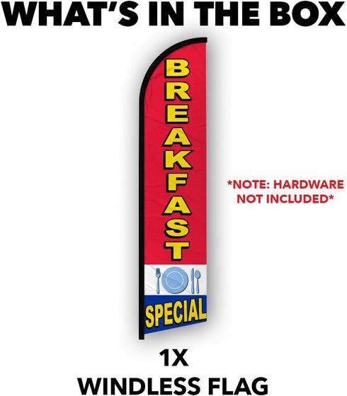 Breakfast Special Windless Banner Advertising Flag - Perfect for Restaurants, Food Trucks, Food Courts, Shops, Events