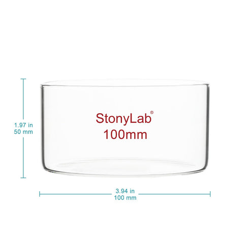stonylab Crystallizing Dish, Thick-Wall High Borosilicate Glass Crystallizing Dishes for Crystallization and Evaporation Lab Glassware, Flat Bottom, No Spout, O.D. 100 mm, 300 ml