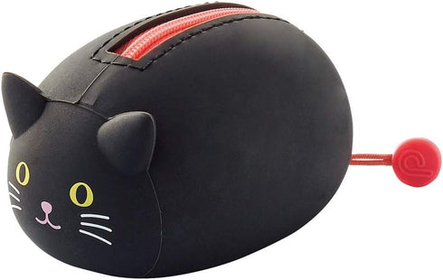 LIHITLAB PuniLabo Mini Zipper Pouch, Horizontal, 2.2" x 2.7", Black Cat (A7780-3)