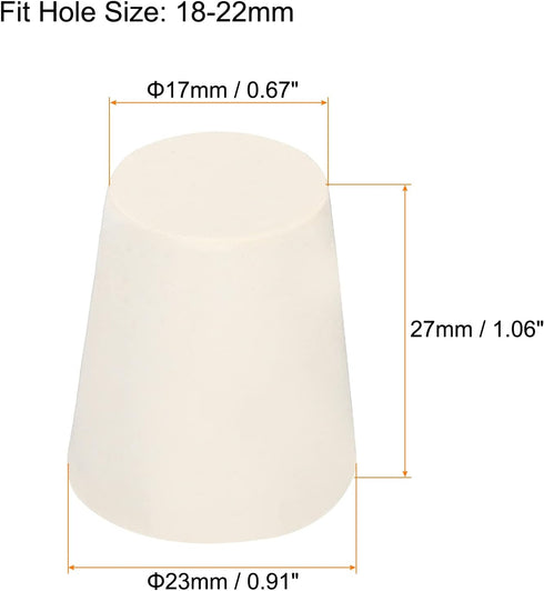 MECCANIXITY Rubber Tapered Plug 17mm to 23mm Solid Test Tubes Bungs Stopper White for Lab Home 12 Pieces