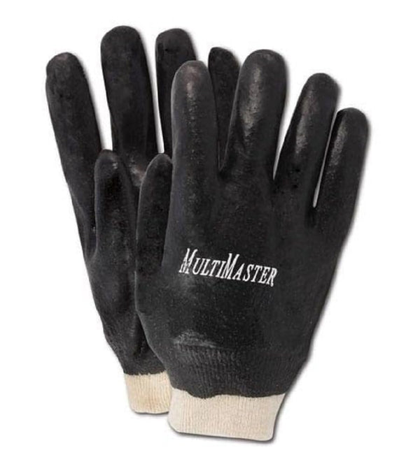 MAGID T1070R MultiMaster Rough Finish PVC Gloves, Large, Black (Pack of 12)