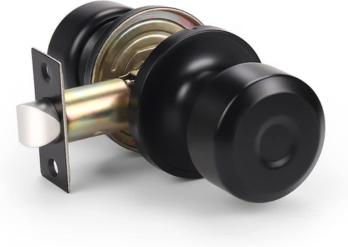 KNOBWELL Passage Door Knob for Hallway or Closet, Matte Black Interior Door Knobs