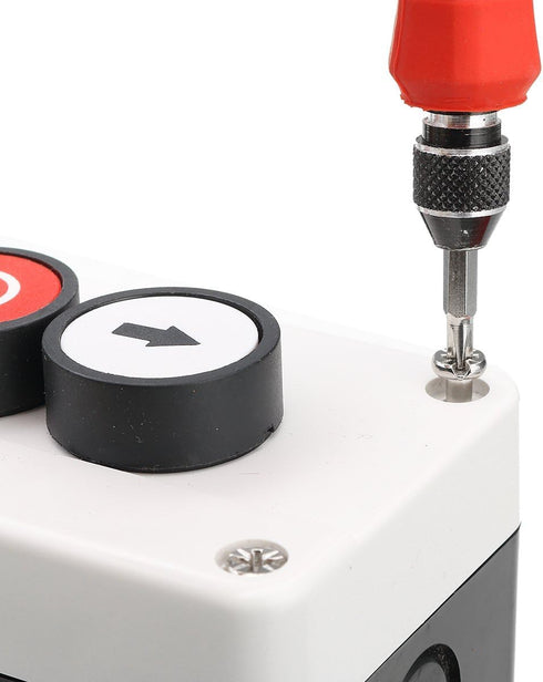 Hitommy 3-Button Control Station with Up Down Arrows, Stop Button, White and Black Housing, Industrial Push Button Box