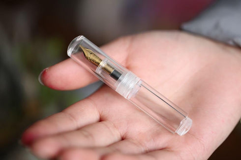 czxwyst Wancai Mini Transparent Pocket-Size Eyedropper Fountain Pen with Fine Nib 0.5mm (Clear and Bright)