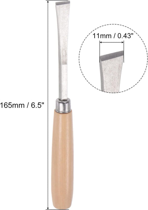 uxcell 10mm Wood Chisels Carving Knife, 45# Carbon Steel Flat Tip Graver, 165mm (6.5-Inch) Length, Chrome Plated