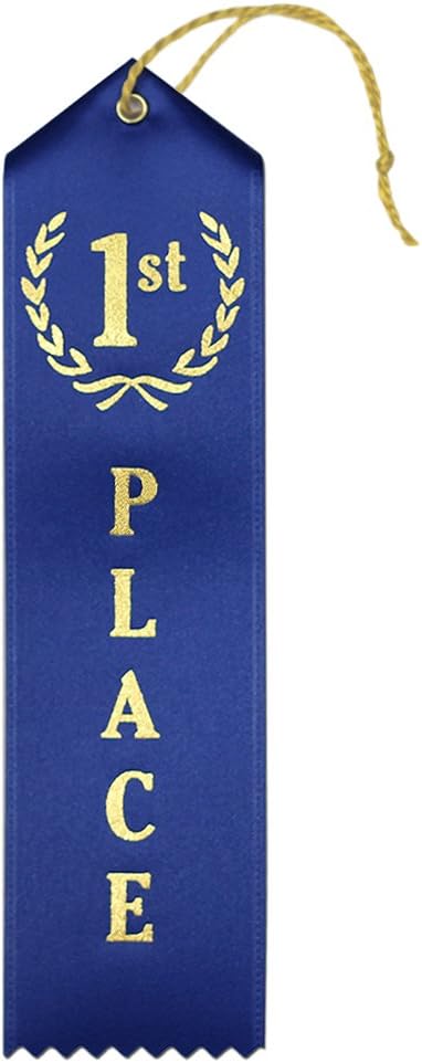RibbonsNow 1st Place Award Ribbons - 25 Blue Ribbons with Card & String