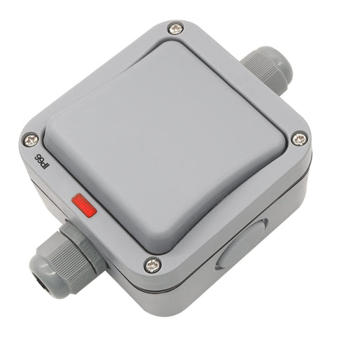 Taiss Outdoor Switch, IP66 Waterproof Switch with Red LED Indicator, 1-Gang 2-Way Light Switch