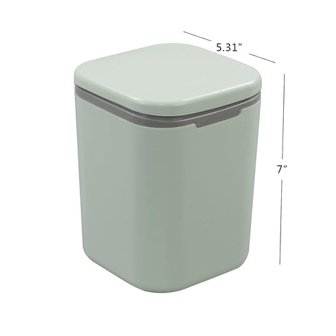 Morcte 1-Pack Tiny Desktop Trash Can, 0.5 Gallon/2 L with Push Button Lid, Green