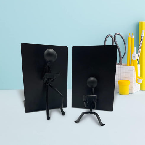 Ottimo Heavy Duty Metal Unique Office Desk Bookends for use as Bookshelf Decor, Home, Office or Kitchen Shelves.