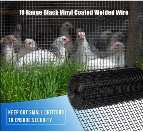 1/4 Inch 21 (24" 50 Hardware Cloth, Gauge Black Vinyl Coated Welded Wire Mesh Roll x FT) Heavy Duty for Chicken Coop