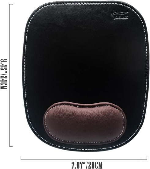 Ergonomic Leather Mouse Pad Mat with Wrist Support, Non-Slip Rubber Base for Gaming Office