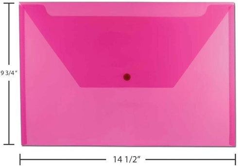 JAM PAPER Plastic Envelopes with Snap Closure - Assorted Colors - Legal Booklet - 9 3/4 x 14 1/2 - 6/Pack