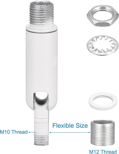 M10 M12 Pack 4 MECCANIXITY Sloped Ceiling Adapter Swivel Thread, for Chandelier Ceiling Pendant Light, White