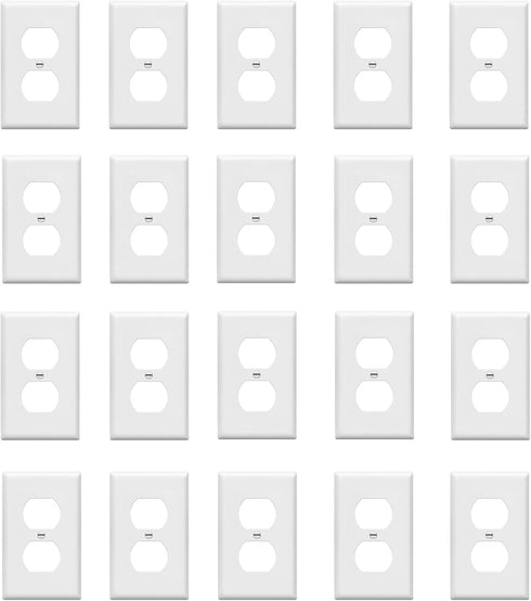 Duplex Wall Plates, Electric Receptacle Outlet Cover, 1-Gang Standard Size 2.76"W x 4.5"H, Glossy White (20 Pack)