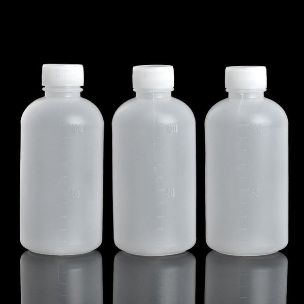 20Pcs 100ml PE Plastic Empty Graduated Lab Chemical Container Reagent Bottles