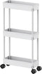 Sooyee 3 Tier Rolling Cart with Wheels, Slim Storage Cart, Narrow Storage Cabinet, Under Desk Storage, Rolling Utility