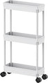 Sooyee 3 Tier Rolling Cart with Wheels, Slim Storage Cart, Narrow Storage Cabinet, Under Desk Storage, Rolling Utility