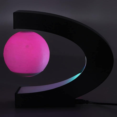 Floating Moon Night Light Lamp, Magnetic Levitation Desktop Light, Multicolor Changing ABS Floating Moon for Office
