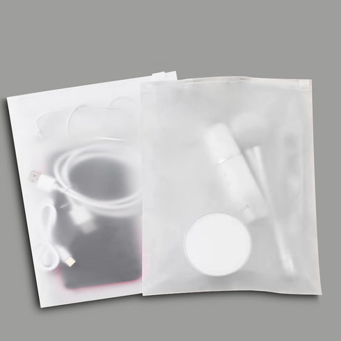 8x10 Inch Frosted Zipper Poly Bags for Clothing, 50Pcs Plastic Packaging Bags for Small Businesses or Travel Storage