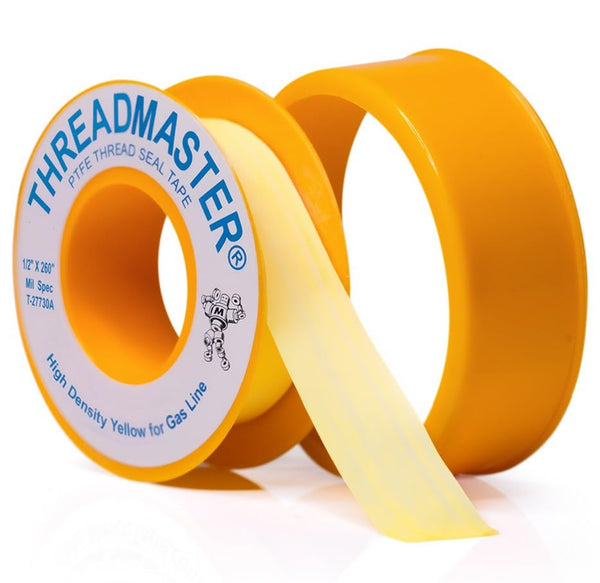 Yellow Gas Pipe Thread Sealant Tape, Pack of 1-260" Length, 1/2" Width for Propane, Natural Gas