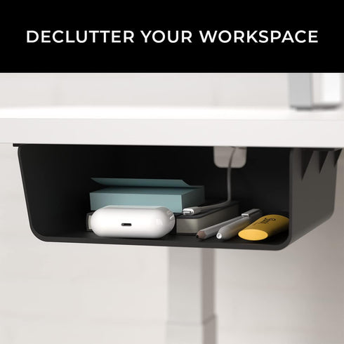 HumanCentric Under Desk Storage Shelf, Drawer Organizer for Sit Stand Desk, Adds Storage Tray, Mount Under Desk Shelf