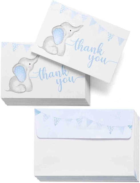 GSM Brands 20 (4 inch 6 inch) Thank You Cards for Baby Shower with Boy Theme - Cards with Envelopes x