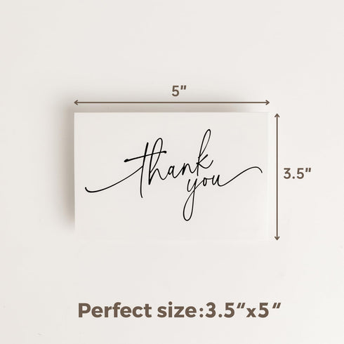 SPIRITDUST 52-pack 3.5x5 Inches, Thank You Cards Bulk with Kraft Envelopes & Matching Stickers, Minimalist Design |