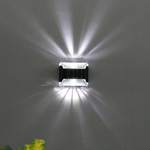 GATHINESS 2pcs Solar Wall Sconce Lights White LED Waterproof Outdoor Security Wall Lamps for Patio Garden Yard