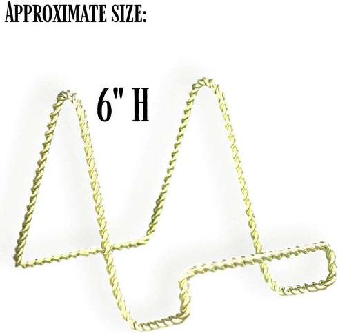 BANBERRY DESIGNS Wire Easel Display Stand - Twisted Brass Metal - 6 Inch - Pack of 4