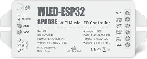 BTF-LIGHTING ESP32 WLED LED Strip Controller SP803E Built-in Mic DIY Dynamic Modes