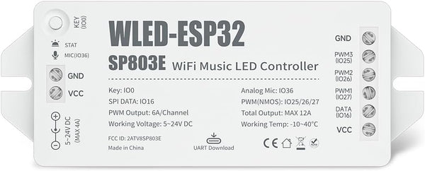 BTF-LIGHTING ESP32 WLED LED Strip Controller SP803E Built-in Mic DIY Dynamic Modes