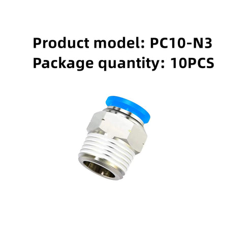 PNEUMATIC Push to Connect Fitting, 10MM Tube OD x 3/8 Inch NPT Thread Male Straight Connector, Pack of 10