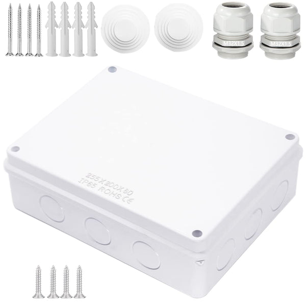 Zulkit Junction Box with Reserved Holes, IP65 Waterproof Dustproof Electrical Box ABS Plastic Project Enclosure White