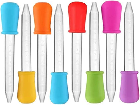 5ml Liquid Droppers Clear Medicine Silicone and Plastic Pipettes, Eye Dropper with Bulb Tip for Kids (8 Pack)