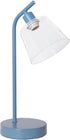 LD1080-BLU 16" Simple Designs Sleek Essentials Modern Industrial Metal Desk Lamp with Clear Glass Shade, for Office