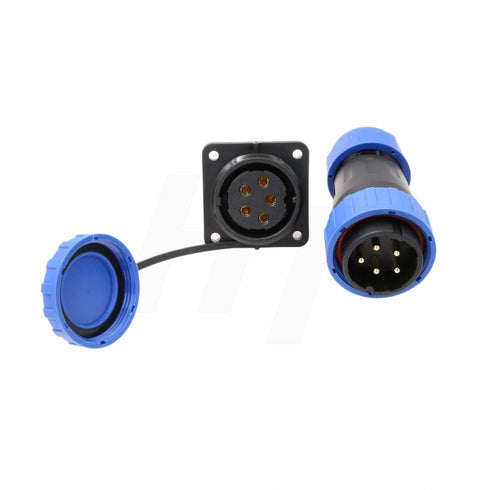 TY28 5 Pin 25A Aviation Waterproof Connector, Male Female Cable Plug Socket for Electrical Power Device, 12 AWG Wire