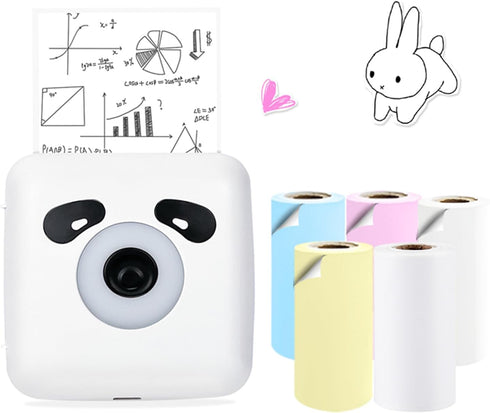 Mini Bluetooth Thermal Printer - 300DPI Mini Printer Machine with 5 Rolls of Papers for Study Notes, DIY, Journal,