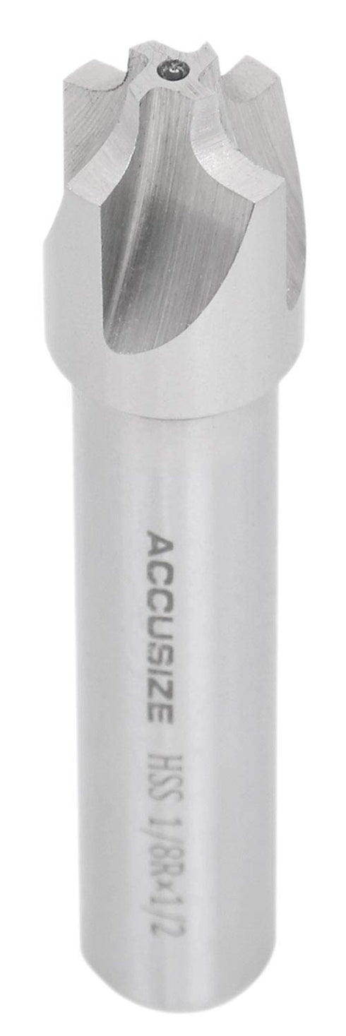 Accusize Industrial Tools 1/8'' H.S.S. Corner Rounding End Mills, 1/2'' Shank Dia, 5/8'' Cutter Dia